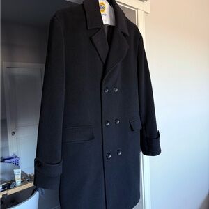 Elegant Black Double-Breasted Pea Coat